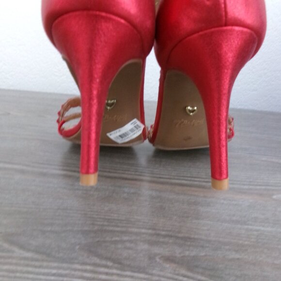 New Thalia Sodi Red Metallic Beaded Strappy DARRLA High Heels Open Toe 11 - Picture 11 of 16